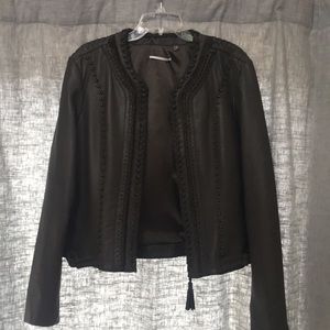 Tahari XL dark grey leather jacket